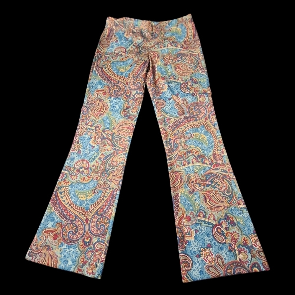 Pure Energy Summer Multicolor Paisley Flare Bell Pants Women Size Medium
